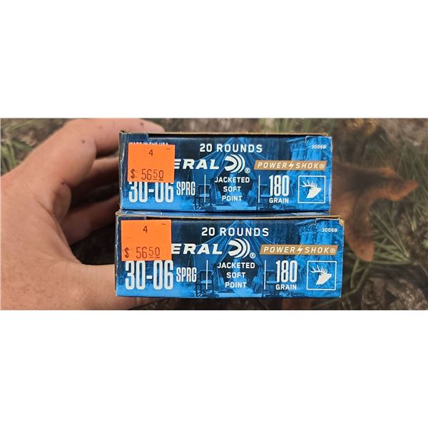 2 BOXES OF FEDERAL 30-06 SPGR JACKETED SOFT POINT 180 GRAIN 20 SHELLS PER BOX NO SHIPPING ON AMMUNTI