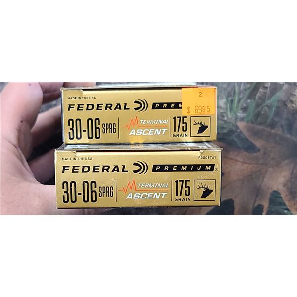 2 BOXES OF FEDERAL 30-06 SPGR THERMAL ASCENT 175 GRAIN 20 SHELLS PER BOX NO SHIPPING ON AMMUNTION