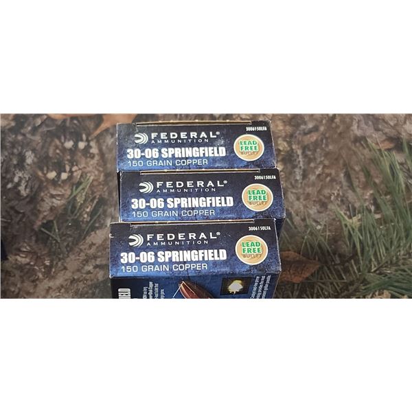 3 BOXES OF FEDERAL 30-06 SPRINGFIELD 150 GRAIN 20 SHELLS PER BOX NO SHIPPING ON AMMUNTION