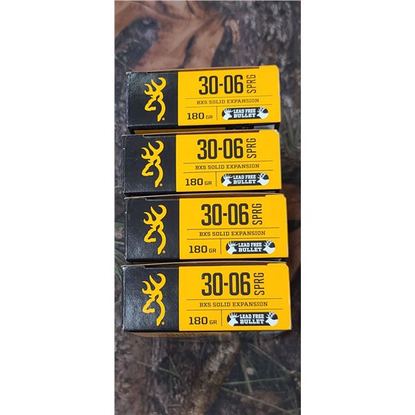 4 BOXES OF BROWNING 30-06 SPRG BXS SOLID EXPANSION POLYMER TIP 180 GRAIN 20 SHELLS PER BOX NO SHIPPI