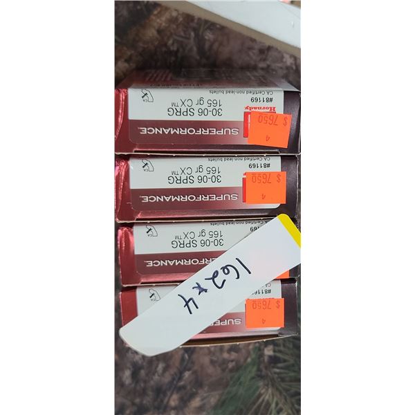 4 BOXES OF HORNADY SUPER PREFORMANCE 30-06 SPRG 165 GRAIN CX 20 SHELLS PER BOX NO SHIPPING ON AMMUNT