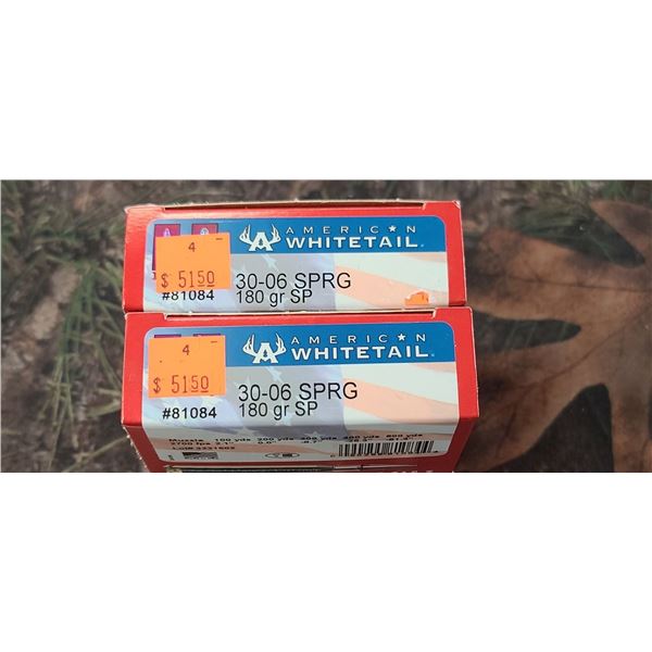2 BOXES OF HORNADY AMERICAN WHITETAIL 30-06 SPRG 180 GRAIN SP 20 SHELLS PER BOX NO SHIPPING ON AMMUN