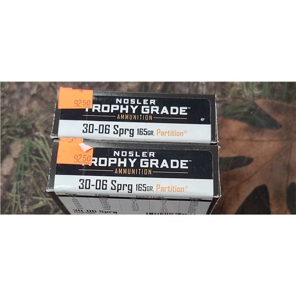 2 BOXES OF NOSLER TROPHY GRADE 30-06 SPRG 165 GRAIN PARTITION 20 SHELLS PER BOX NO SHIPPING ON AMMUN