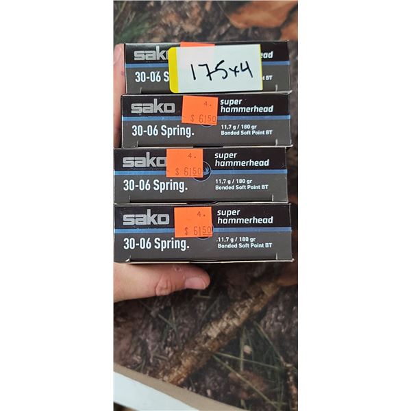 4 BOXES SAKO SUPER HAMMERHEAD BONDED SOFT POINT BT 30-06 SPRING 11.7G 180 GRAIN 20 SHELLS PER BOX NO