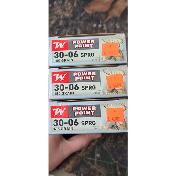 3 BOXES WINCHESTER POWER POINT 30-06 SPRG 180 GRAIN 20 SHELLS PER BOX , NO SHIPPING ON AMMUNTION