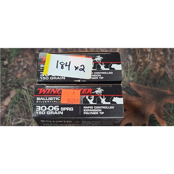 2 BOXES WINCHESTER BALISTIC SLIVER TIP 30-06 SPRG 150 GRAIN 20 SHELLS PER BOX , NO SHIPPING ON AMMUN