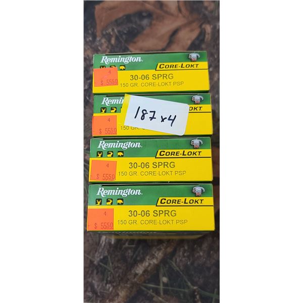 4 BOXES REMINGTON CORE LOKT PSP 150 GRAIN SPRG 20 SHELLS PER BOX , NO SHIPPING ON AMMUNTION