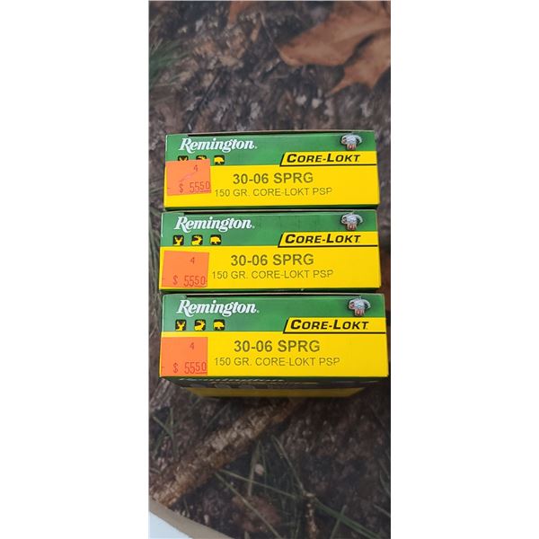 3 BOXES REMINGTON CORE LOKT PSP 150 GRAIN SPRG 20 SHELLS PER BOX , NO SHIPPING ON AMMUNTION