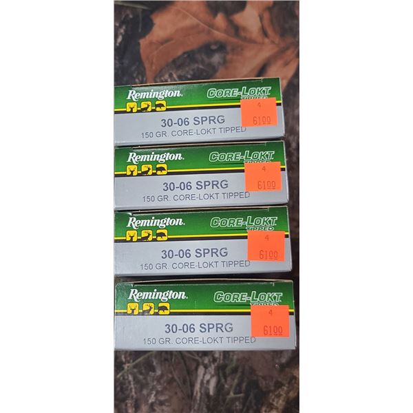 4 BOXES REMINTON CORE - LOKT TIPPED 30-06 SPRG 150 GRAIN 20 SHELLS PER BOX NO SHIPPING ON AMMUNTION