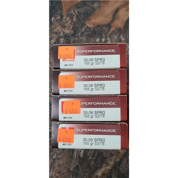 4 BOXES HORNADY SUPER PERFORMANCE SST 30-06 SPRG 165 GRAIN 20 SHELLS PER BOX NO SHIPPING ON AMMUNTIO