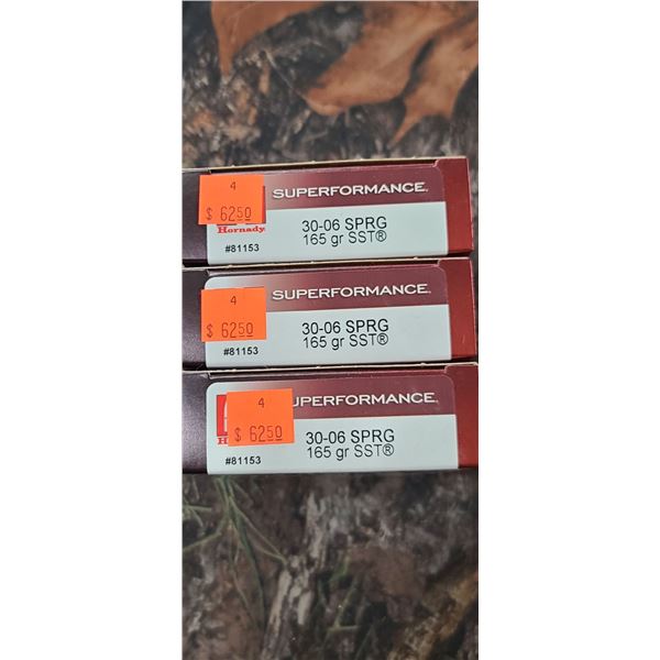 3 BOXES HORNADY SUPER PERFORMANCE SST 30-06 SPRG 165 GRAIN 20 SHELLS PER BOX NO SHIPPING ON AMMUNTIO