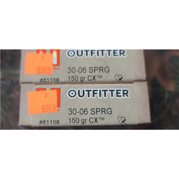2 BOXES HORNADY OUTFITTER CX  30-06 SPRG 150 GRAIN 20 SHELLS PER BOX NO SHIPPING ON AMMUNTION