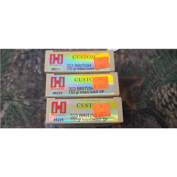 3 BOXES HORNADY 303 BRITISH INTER-LOCK SP 150 GRAIN 20 ROUNDS PER BOX NO SHIPPING ON AMMO