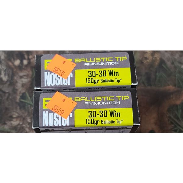 2 BOXES NOSLER BALLISTIC TIP 30-30 WIN 150 GRAIN 20 ROUNDS PER BOX NO SHIPPING ON AMMO