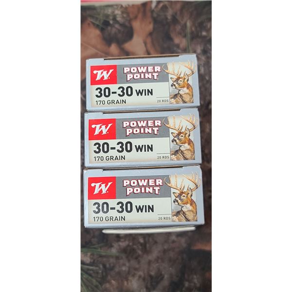 3 BOXES WINCHESTER POWER POINT 30-30 WIN 170 GRAIN 20 ROUNDS PER BOX NO SHIPPING ON AMMO