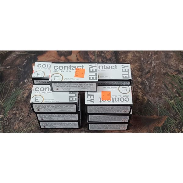 13 BOXES ELEY CONTACT 22LR ROUND NOSE SUBSONIC SEMI AUTO 42 GRAIN 50 ROUNDS PER BOX NO SHIPPING ON A
