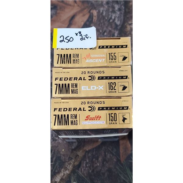 1 BOX FEDERAL PREMIUM TERMINAL ASCENT, 1 BOX FEDERAL PREMIUM ELD-X, 1 BOX FEREAL PREMIUM SWIFT SCIRO