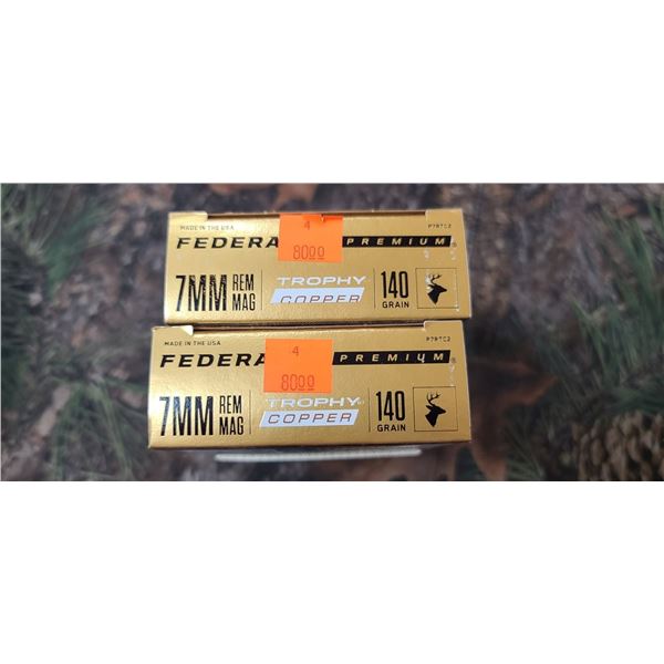 2 BOXES FEDERAL PREMIUM TROPHY COPPER 7MM REM. MAG. 140 GRAIN 20 ROUNDS PER BOX NO SHIPPING ON AMMUN