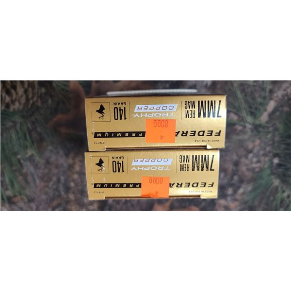 2 BOXES FEDERAL PREMIUM TROPHY COPPER 7MM REM. MAG. 140 GRAIN 20 ROUNDS PER BOX NO SHIPPING ON AMMUN