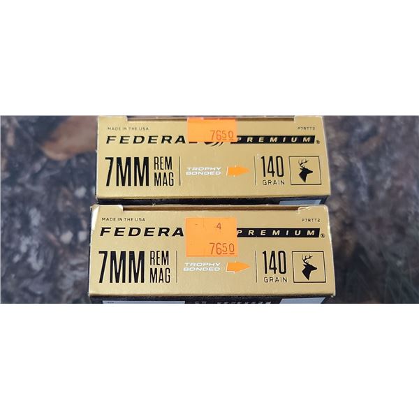 2 BOXES FEDERAL TROPHY BONDED TIP 7MM REM. MAG. 140 GRAIN 20 ROUNDS PER BOX NO SHIPPING ON AMMUNTION