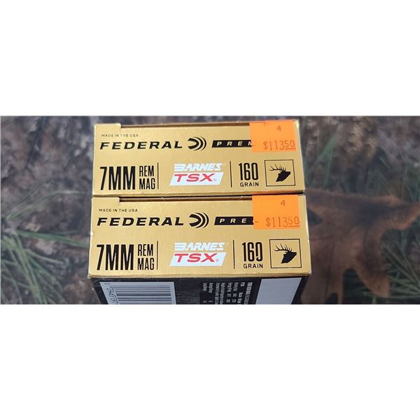 2 BOXES FEDERALPREMIUM BARNS TSX 7MM REM. MAG. 160 GRAIN 20 ROUNDS PER BOX NO SHIPPING ON AMMUNTION