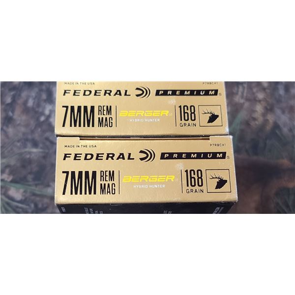 2 BOXES FEDERAL PREMIUM BERGER HYBRID HUNTER 7MM REM. MAG. 168 GRAIN 20 ROUNDS PER BOX NO SHIPPING O