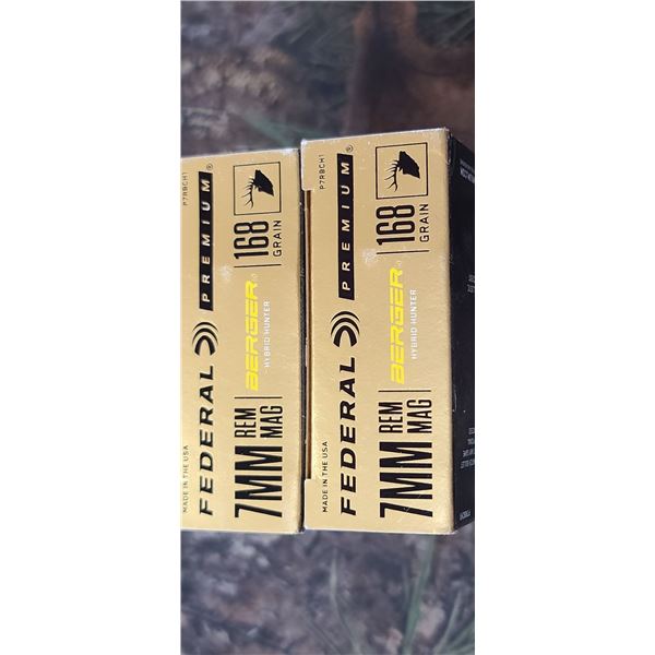 2 BOXES FEDERAL PREMIUM BERGER HYBRID HUNTER 7MM REM. MAG. 168 GRAIN 20 ROUNDS PER BOX NO SHIPPING O