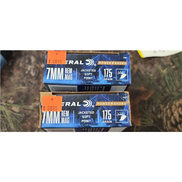 2 BOXES FEDERAL POWER SHOK JACKETED SOFT POINT 7MM REM. MAG. 175 GRAIN 20 ROUNDS PER BOX NO SHIPPING