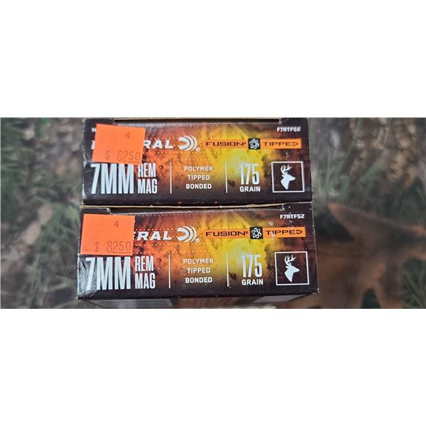 2 BOXES FEDERAL FUSION TIPPED POLYMER TIPPED BONDED 7MM REM. MAG. 175 GRAIN 20 ROUNDS PER BOX NO SHI