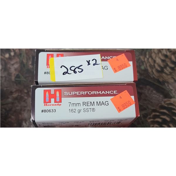 2 BOXES HORNADY SUPERFORMANCE SST 7MM REM MAG 162 GRAIN 20 ROUNDS PER BOX NO SHIPPING ON AMMO