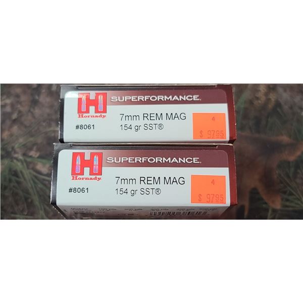 2 BOXES HORNADY SUPERFORMANCE SST 7MM REM MAG 154 GRAIN 20 ROUNDS PER BOX NO SHIPPING ON AMMO