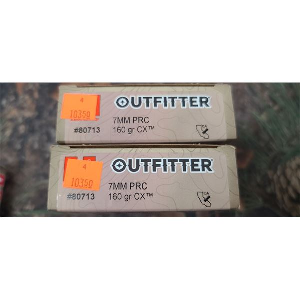 2 BOXES HORNADY OUTFITTER CX 7MM PRC 160 GRAIN 20 ROUNDS PER BOX NO SHIPPING ON AMMUNTION