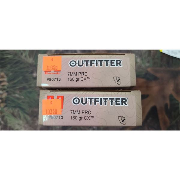 2 BOXES HORNADY OUTFITTER CX 7MM PRC 160 GRAIN 20 ROUNDS PER BOX NO SHIPPING ON AMMUNTION