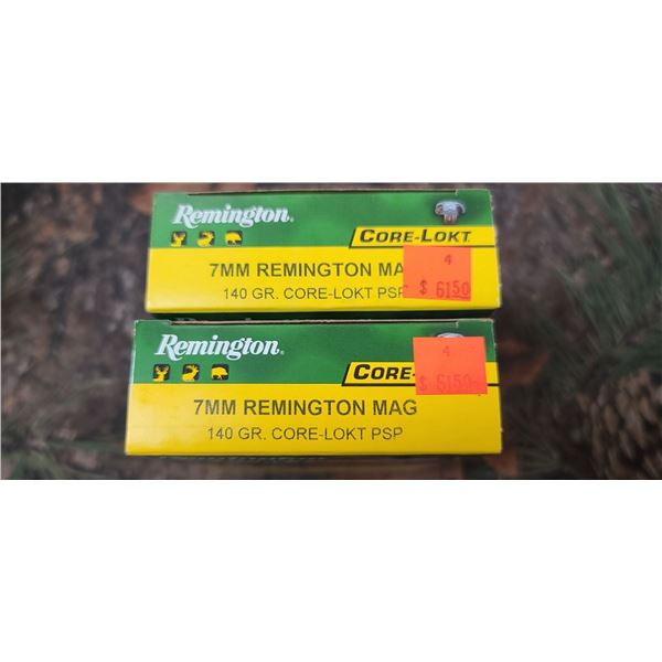 2 BOXES REMINGTON CORE-LOKT PSP 7MM REM MAG 140 GRAIN 20 ROUNDS PER BOX NO SHIPPING ON AMMUNTION