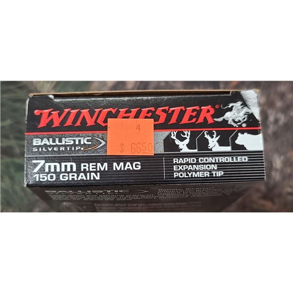1 BOX WINCHESTER BALLISTIC SILVER TIP RAPAID CONTROLLED EXPANSION POLYMER TIP 7MM REM MAG. 150 GRAIN