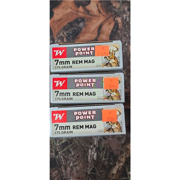 3 BOXES WINCHESTER POWER POINT 7MM REG MAG 175 GRAIN 20 ROUNDS PER BOX NO SHIPPING ON AMMUNTION