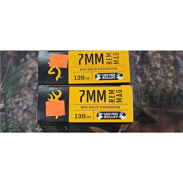 2 BOXES BROWNING BX5 SOLID EXPANSION POLYMER TIP 7MM REM MAG 139 GRAIN 20 ROUNDS PER BOX NO SHIPPING