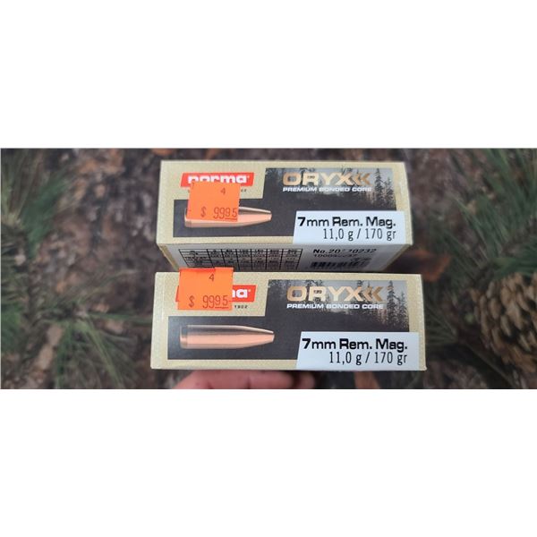 2 BOXES NORMA ORYX PREMIUM BONDED CORE 7MMREM MAG. 11.0G / 170 GRAIN 20 ROUNDS PER BOX NO SHIPPING O