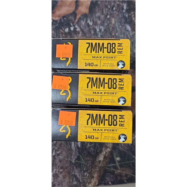 3 BOXES BROWNING MAX POINT 7MM-08 140 GRAIN 20 ROUNDS PER BOX NO SHIPPING ON AMMUNTION