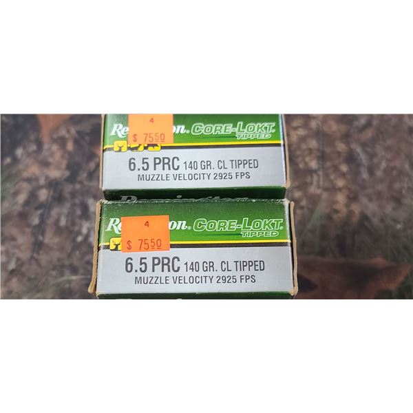 2 BOXES 6,5 PRC REMINGTON CORE-LOKT TIPPED  140 GRAIN 2925 FTS 20 ROUNDS PER BOX NO SHIPPING ON AMMU