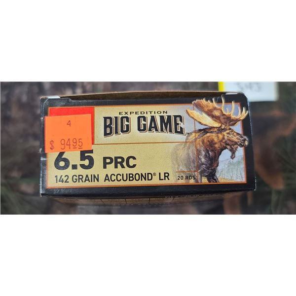 1 BOX WINCHESTER EXPEDITION BIG GAME ACCU-BOND 6.5 PRC 142 GRAIN 20 ROUNDS PER BOX NO SHIPPING ON AM