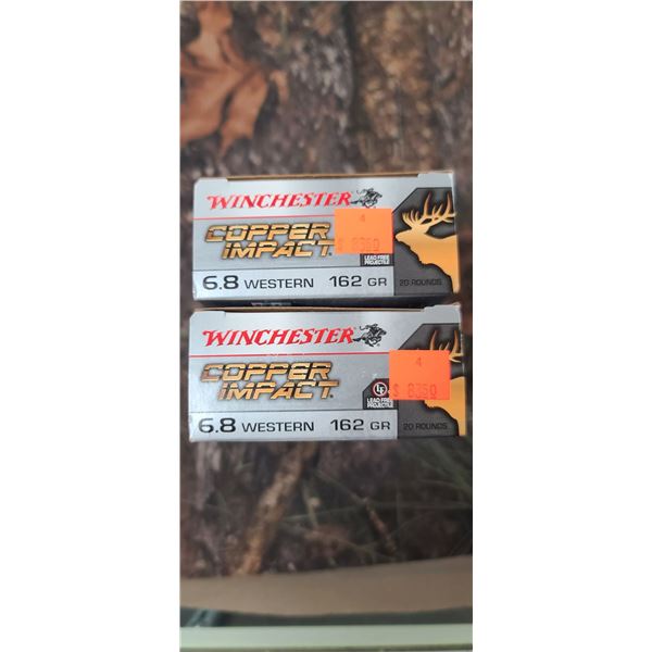 2 BOXES WINCHESTER COPPER IMPACT COPPER EXTREME POINT 6.8 WESTERN 162 GRAIN 20 ROUNDS PER BOX NO SHI