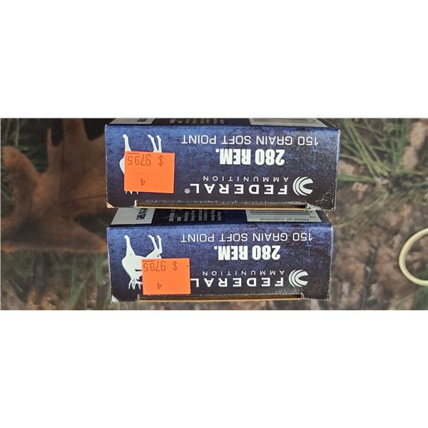2 BOXES FEDERAL SOFT POINT 280 REM. 150 GRAIN 20 ROUNDS PER BOX NO SHIPPING ON AMMO