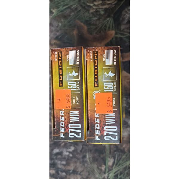 2 BOXES FEDERAL FUSION BONDED SOFT POINT 270 WIN 150 GRAIN 20 ROUNDS PER BOX NO SHIPPING ON AMMUNTIO