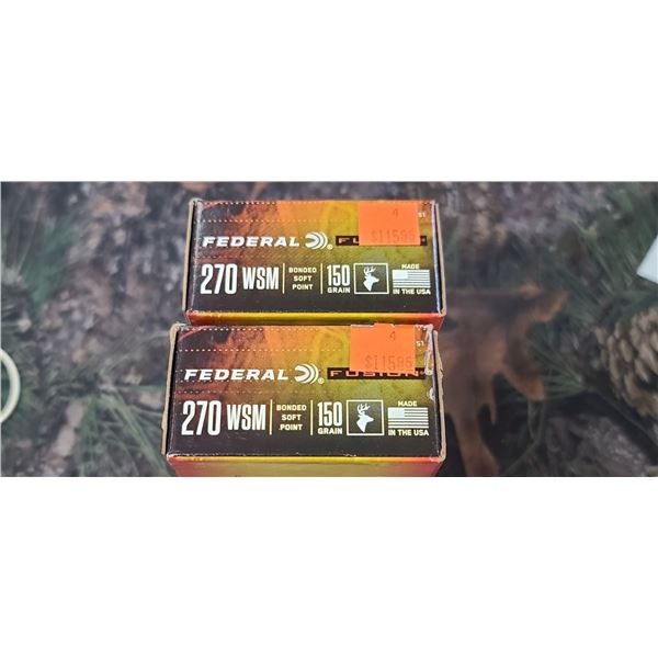 2 BOX 270 WSM FEDERAL FUSION BONDED SOFT POINT 150 GRAIN 20 ROUNDS PER BOX NO SHIPPING ON AMMUNTION