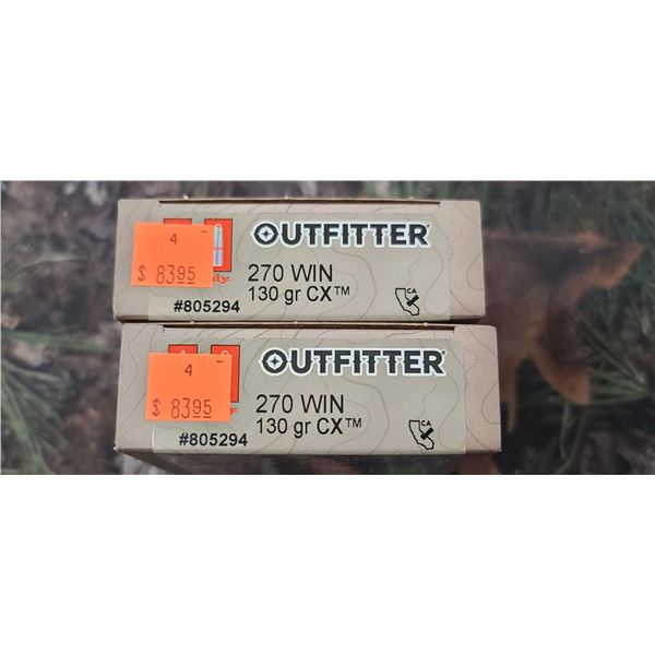 2 BOXES 270 WIN. HORNADY OUTFITTER EX 130 GRAIN 20 ROUNDS PER BOX NO SHIPPING ON AMMUNTION