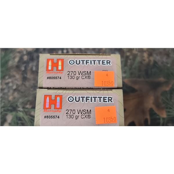 2 BOXES WSM HORNADY OUTFITTER CX 130 GRAIN 20 ROUNDS PER BOX NO SHIPPING ON AMMO