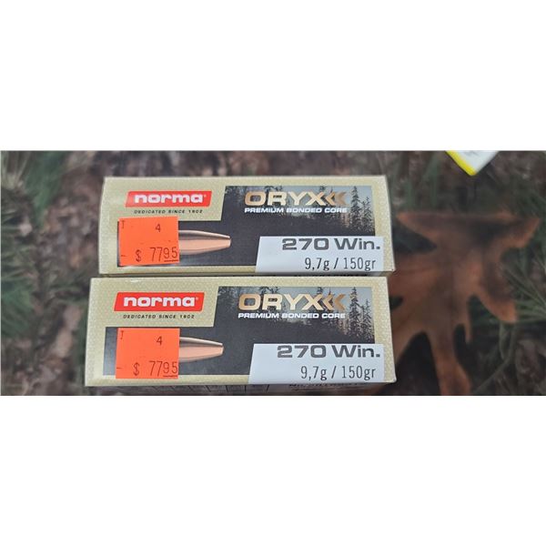 2 BOXES 270 WIN NORMA ORYX, 150 GRAIN 20 ROUNDS PER BOX NO SHIPPING ON AMMO