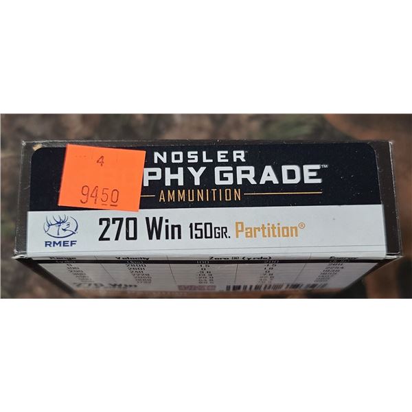 1 BOX 270 WIN TROPHY GRADE PARTITION  150 GRAIN 20 ROUNDS PER BOX NO SHIPPING ON AMMO
