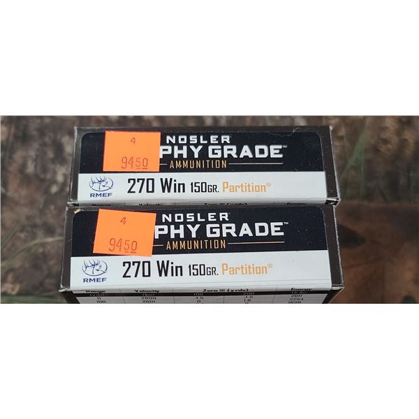 2 BOX 270 WIN TROPHY GRADE PARTITION  150 GRAIN 20 ROUNDS PER BOX NO SHIPPING ON AMMO
